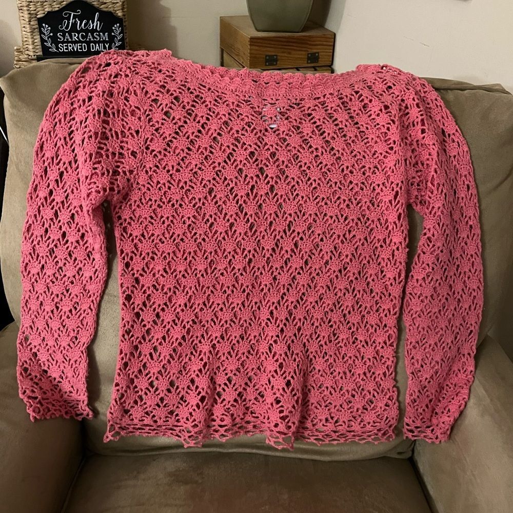 Tiara Pink Crochet Women's Sweater